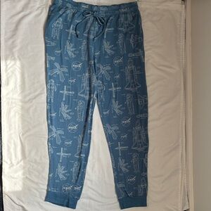 Mad Engine NASA Blue Lounge Pants Pajama Bottoms Size XL Astronaut Space Shuttle